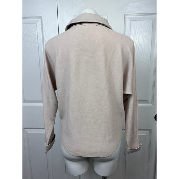 Sioni Milano Beige Long Sleeve Women's Knit Sweater Size M Quarter Zip Pullover - Picture 3 of 7